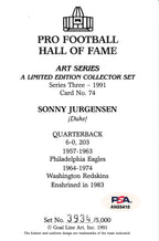 Sonny Jurgensen Redskins Signed 1999 GLAC/Goal Line Art Postcard PSA/DNA 186319