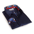 Contrast Collar & Cuff Button Up // Navy + Novelty Trim