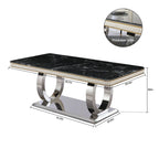 Luxury Modern Dining Table With Faux Marble Top And Dual - Black