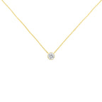 10K Yellow Gold 1/2 Carat Round Brilliant-Cut Diamond Modern Bezel-Set Solitaire 16"-18" Pendant Necklace (H-I Color, SI2-I1 Clarity)