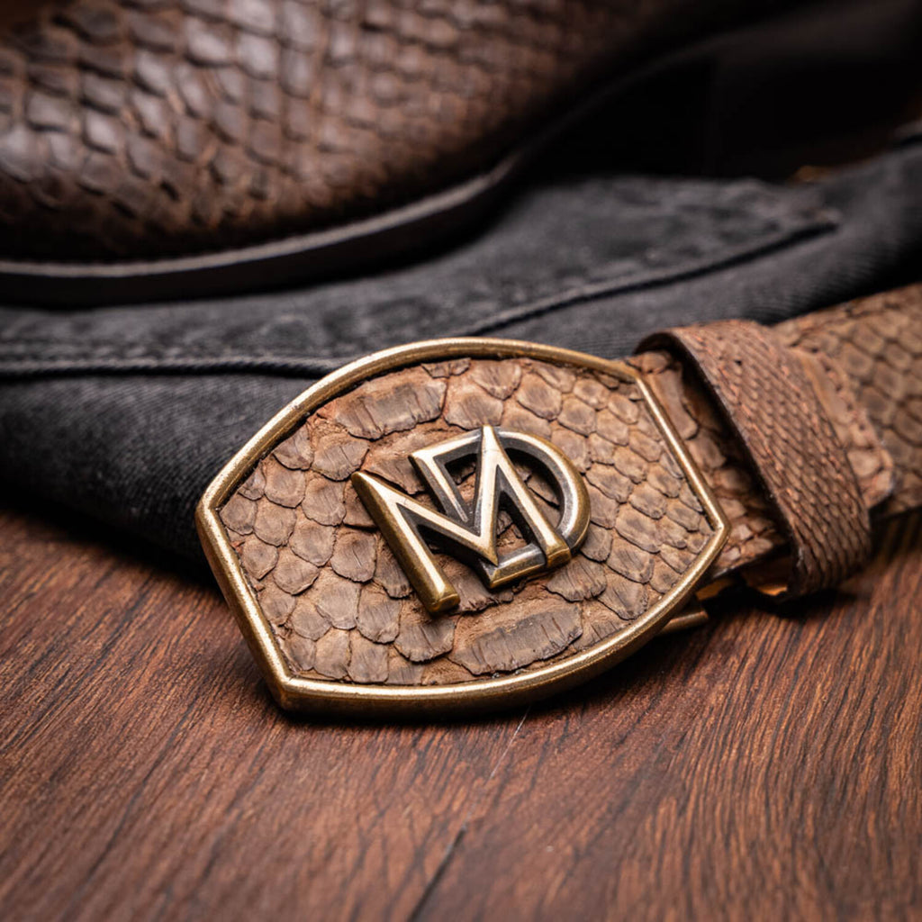 Kansas // Python Leather Western Boots // Brown