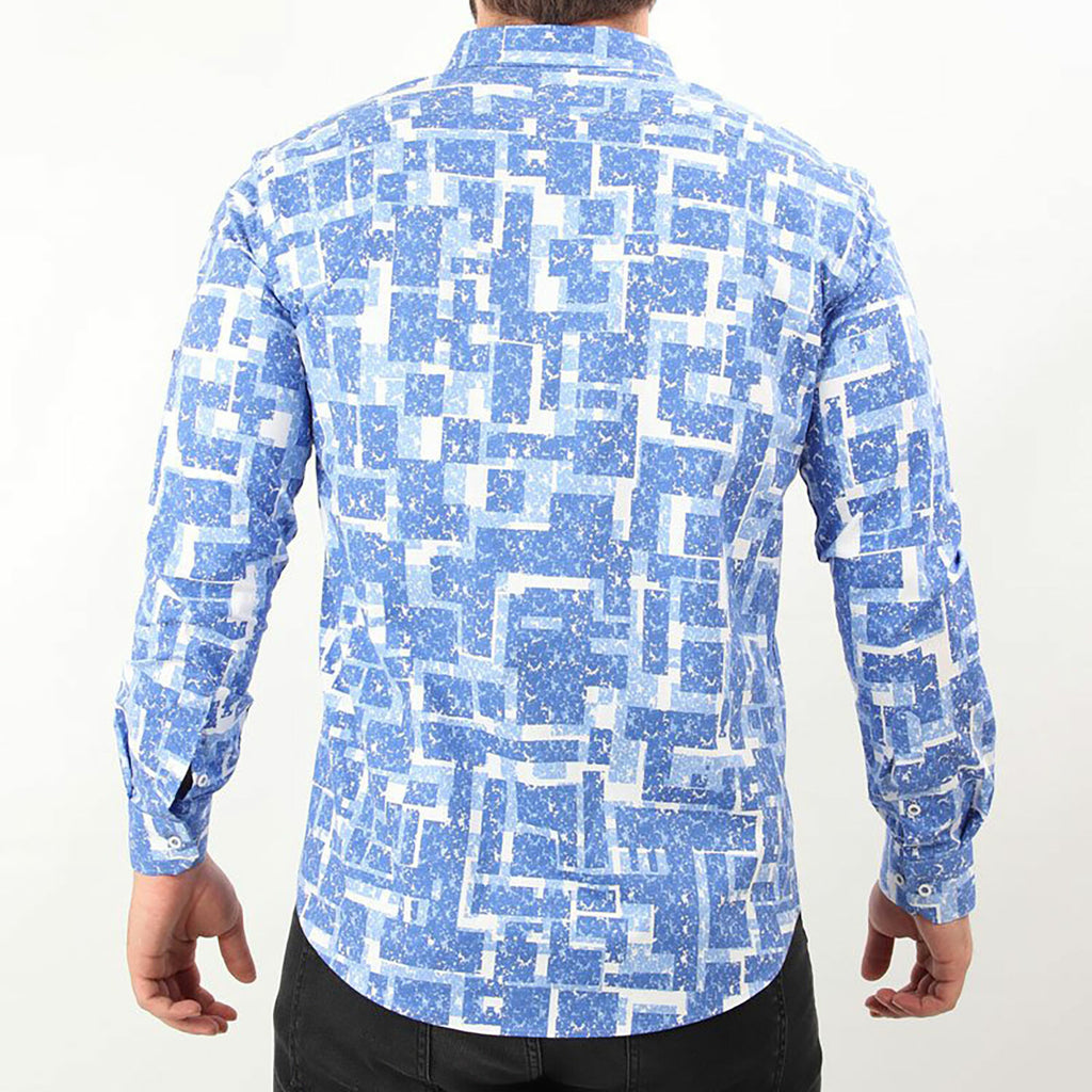 Ronan Button Up // Blue Patterned