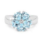 2.58 Carat Genuine Blue Topaz and White Topaz .925 Sterling Silver Ring