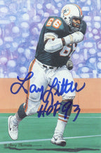 Larry Little HOF Autographed/Inscr Goal Line Art GLAC Postcard Dolphins JSA