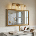 Luster - 3 Lights Vanity With Clear Wall Lamp Satin - Clear / Gold