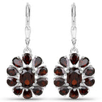 13.82 Carat Genuine Garnet and White Topaz .925 Sterling Silver 3 Piece Jewelry Set (Ring, Earrings, and Pendant w/ Chain)