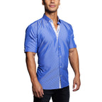 Galileo Silver Dot Button Up Shirt // Blue