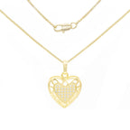 Cubic Zirconia 14K Gold Filled Hollow Heart Pendant Necklace Set