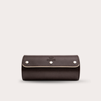 2 Watch Travel Case Vegan Leather Watch Roll (Espresso Brown - White Interior)