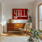 Y'all Typography Red and White Wall Art Print Poster Decor