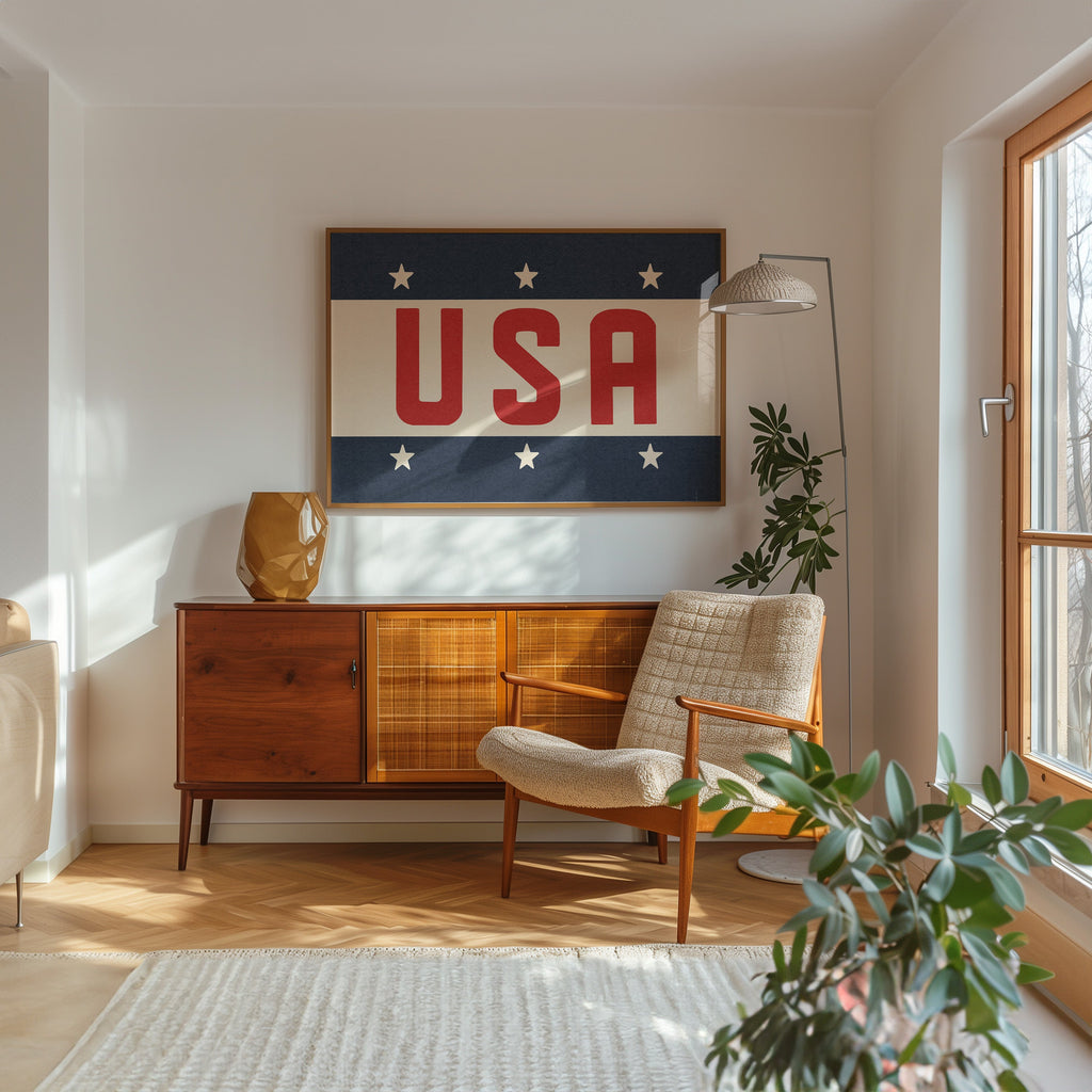 USA Patriotic Typography Art Print