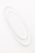 Ines Oval Lipped Serving Plate - Matte White - Set of 2