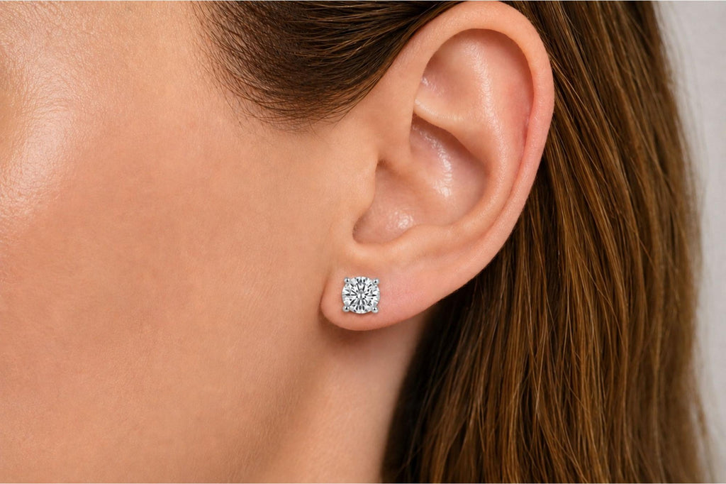 IGI Certified 14K Gold Lab Grown Diamond Solitaire Stud Earrings