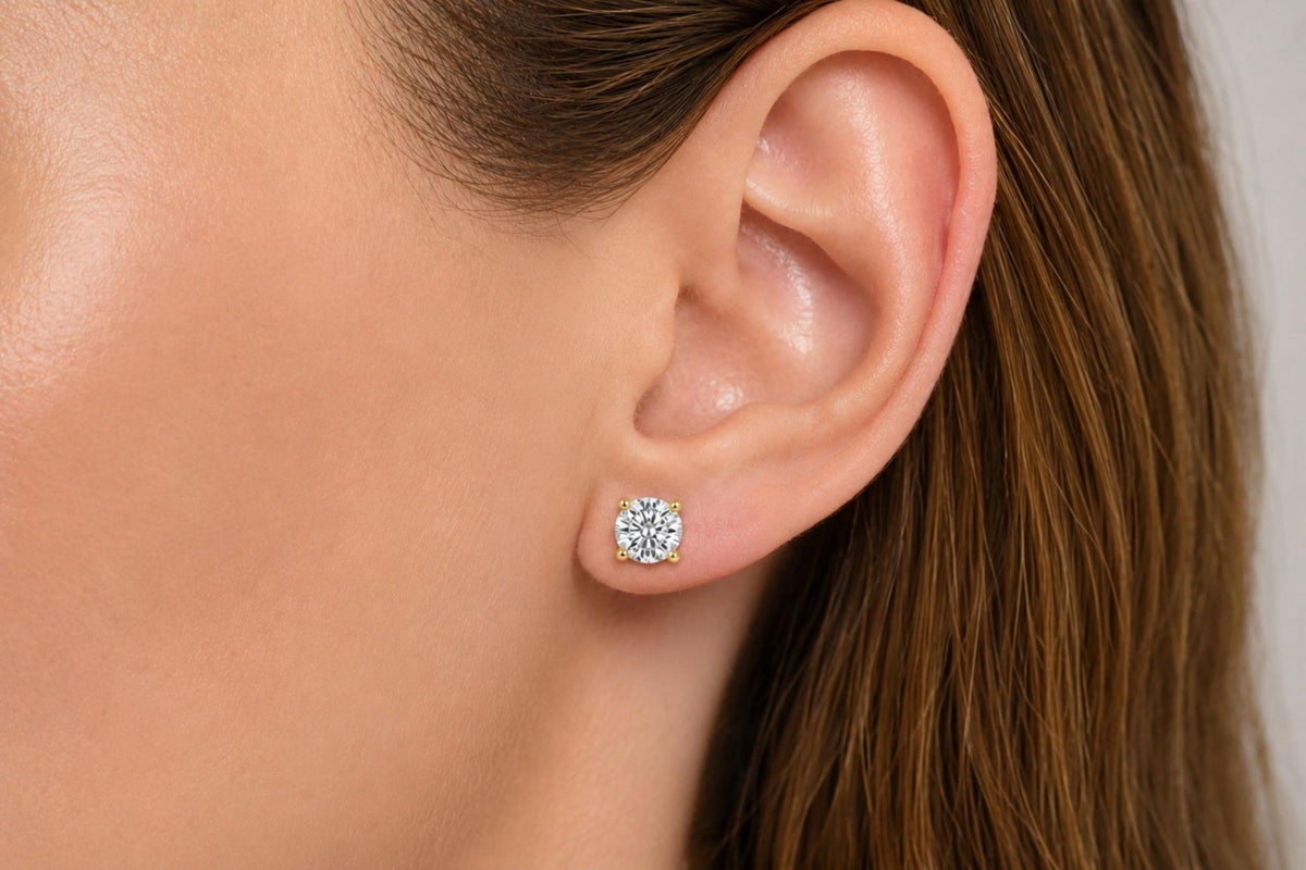 IGI Certified 14K Gold Lab Grown Diamond Solitaire Stud Earrings