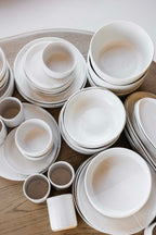 Sonnet Stoneware Bowl - Matte White/Glossy White - Set of 6