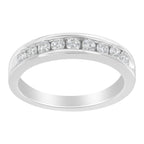 18K White Gold Round Diamond 1/2 Cttw Channel Band Ring