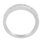 18K White Gold Round Diamond 1/2 Cttw Channel Band Ring