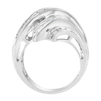 10K White Gold Round and Baguette Cut Diamond Channel Ring (3/4 Cttw, H-I Color, SI2-I1 Clarity) - Size 7