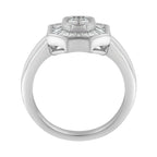 14K White Gold 1.00 Cttw Baguette and Princess-Cut Diamond Cocktail Art Deco Style Ring (H-I Color, SI1-SI2 Clarity) - Size 7