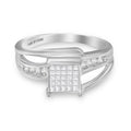 10K White Gold 1/3 Cttw Invisible Set Princess-cut Diamond Cluster Bypass Ring (H-I Color, SI1-SI2 Clarity)
