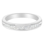 .925 Sterling Silver 1/2 Cttw Princess-Cut Diamond Channel-Set Half-Eternity Wedding or Anniversary Band Ring (H-I Color, I2 Clarity) - Size 6