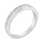 .925 Sterling Silver 1/2 Cttw Princess-Cut Diamond Channel-Set Half-Eternity Wedding or Anniversary Band Ring (H-I Color, I2 Clarity) - Size 6