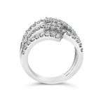 18K White Gold 1 3/4 Cttw Diamond Multi Crossover and Split Shank Cocktail Ring