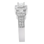 14K White Gold Round and Princess-Cut Diamond Three Stone Ring (1 Cttw, H-I Color, I1-I2 Clarity) - Size 7