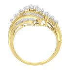 10K Yellow Gold Round and Baguette Diamond-Cut Ring (1/2 Cttw, I-J Color, I1-I2 Clarity) - Size 7