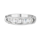 .925 Sterling Silver 1/2 Cttw Baguette Cut Diamond Channel Set X-Station Wedding Ring (H-I Color, I1-I2 Clarity) - Size 6-1/2