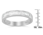 .925 Sterling Silver 1/3 Cttw Baguette Cut Diamond Channel Set Stackable Wedding Ring