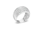.925 Sterling Silver 1.0 Cttw Baguette-Cut Diamond 6-Row Channel Set Domed Tapered Cocktail Fashion Ring (H-I Color, I2-I3 Clarity) - Size 6-1/2