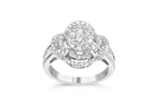 14K White Gold 1.0 Cttw Round & Baguette Cut Diamond Floral Cluster Quatrefoil Channel Set Band Cocktail Statement Ring (H-I Color, SI2-I1 Clarity) - Size 6-3/4