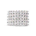 14k White Gold 4.0 Cttw Diamond 5 Row Ring Band (I-J Color, I1-I2 Clarity) - Ring Size 7
