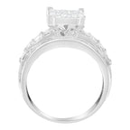 14K White Gold 2.0 Cttw Mixed-Cut Diamond Rectangle Invisible-Set Composite Cluster Ring with Bar- and Channel-Set Band (H-I Color, SI2-I1 Clarity) - Size 5