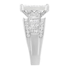 14K White Gold 2.0 Cttw Mixed-Cut Diamond Rectangle Invisible-Set Composite Cluster Ring with Bar- and Channel-Set Band (H-I Color, SI2-I1 Clarity) - Size 5