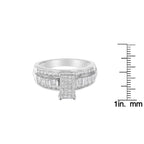 14K White Gold 1.0 Cttw Mixed-Cut Diamond Rectangle Invisible-Set Composite Cluster Ring with Bar- and Channel-Set Band (H-I Color, SI2-I1 Clarity)