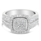 10K White Gold Diamond Cluster Ring (1 Cttw, H-I Color, I1-I2 Clarity) - Size 6-3/4