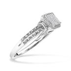 .925 Sterling Silver 1/4 Cttw Princess-cut Diamond Composite Ring with Beaded Halo (H-I Color, SI1-SI2 Clarity) - Size 7
