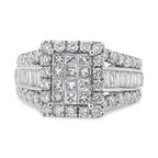 14K White Gold 2.00 Cttw Composite Head with Halo and Side Stones Diamond Ring (H-I Color, SI1-SI2 Clarity) - Ring Size 7
