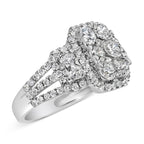 14K White Gold 2 1/4 Cttw Diamond Cocktail Cluster Ring (G-H Color, SI2-I1 Clarity) - Size 7
