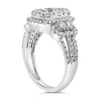 14K White Gold 2 1/4 Cttw Diamond Cocktail Cluster Ring (G-H Color, SI2-I1 Clarity) - Size 7