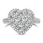 14K Yellow Gold 1 1/2 Cttw Diamond Heart Shaped Composite Ring (H-I Color, SI2-I1 Clarity) - Ring Size 7