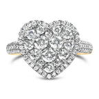 14K Yellow Gold 1 1/2 Cttw Diamond Heart Shaped Composite Ring (H-I Color, SI2-I1 Clarity) - Ring Size 7