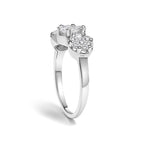 14K White Gold 1-1/4 Cttw Brilliant Cut Diamond Three Round Floral Clusters Engagement or Fashion Ring (H-I Color, SI2-I1 Clarity)