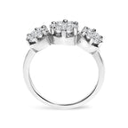 14K White Gold 1-1/4 Cttw Brilliant Cut Diamond Three Round Floral Clusters Engagement or Fashion Ring (H-I Color, SI2-I1 Clarity)