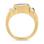14K Yellow Gold 1 5/8 Cttw Invisible-Set Princess and Baguette Diamond Cocktail Band Ring