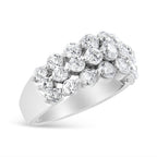 10K White Gold 2 1/2 Cttw Round Natural Diamond 3 Row Band Ring (I-J Color, I1-I2 Clarity) - Ring Size 7