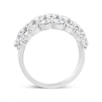 10K White Gold 2 1/2 Cttw Round Natural Diamond 3 Row Band Ring (I-J Color, I1-I2 Clarity) - Ring Size 7