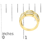 14K Yellow Gold 1-1/3 Cttw Baguette Diamond Wave Design Band Ring
